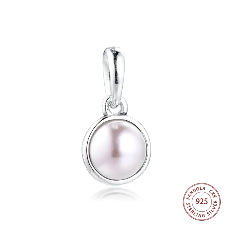 Authentic 925 Sterling Silver Luminous Droplet White Crystal Pearl Beads Fits Women Charms Bracelet DIY Jewelry Making kralen FL565 (5)