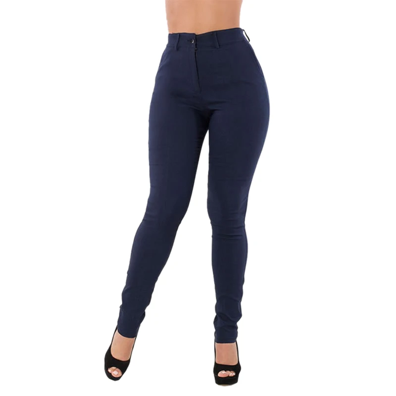 navy high waisted skinny trousers