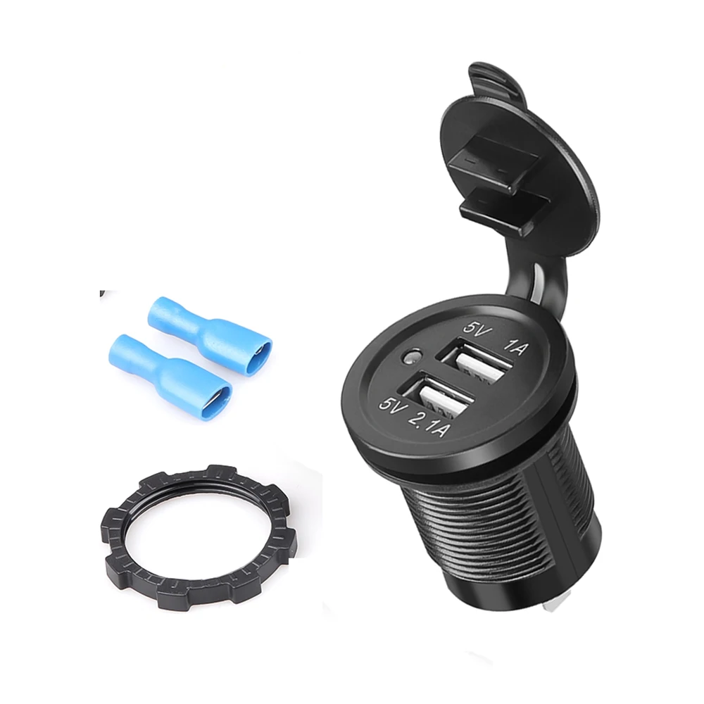 

3.1A Dual USB Waterproof Cigarette Lighter Power Socket Plug Outlet 12V 120W Car Boat Tractor Phone Charger Universal