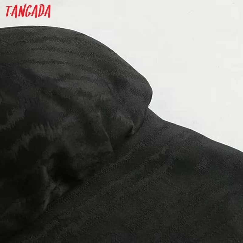 Tangada женское черное мини-платье с бантом на поясе с v-образным вырезом и пышными рукавами винтажные женские вечерние сексуальные мини-платья vestidos 5Z48