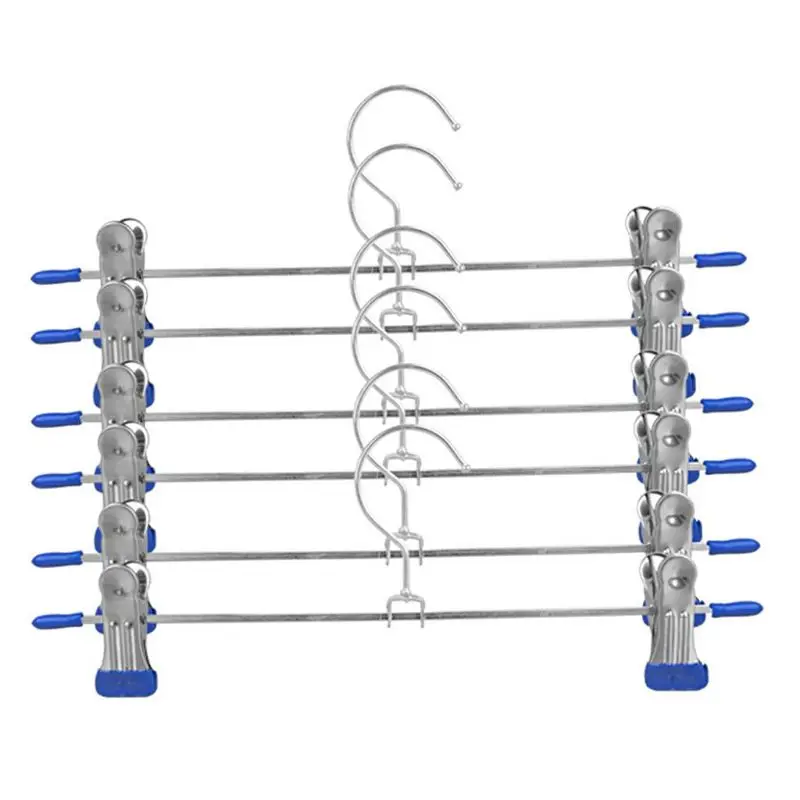 10 шт. вешалка для брюк из нержавеющей стали вешалка для брюк вешалки для юбки Подставка для одежды держатель с 2 регулируемыми нескользящими зажимами 28 см