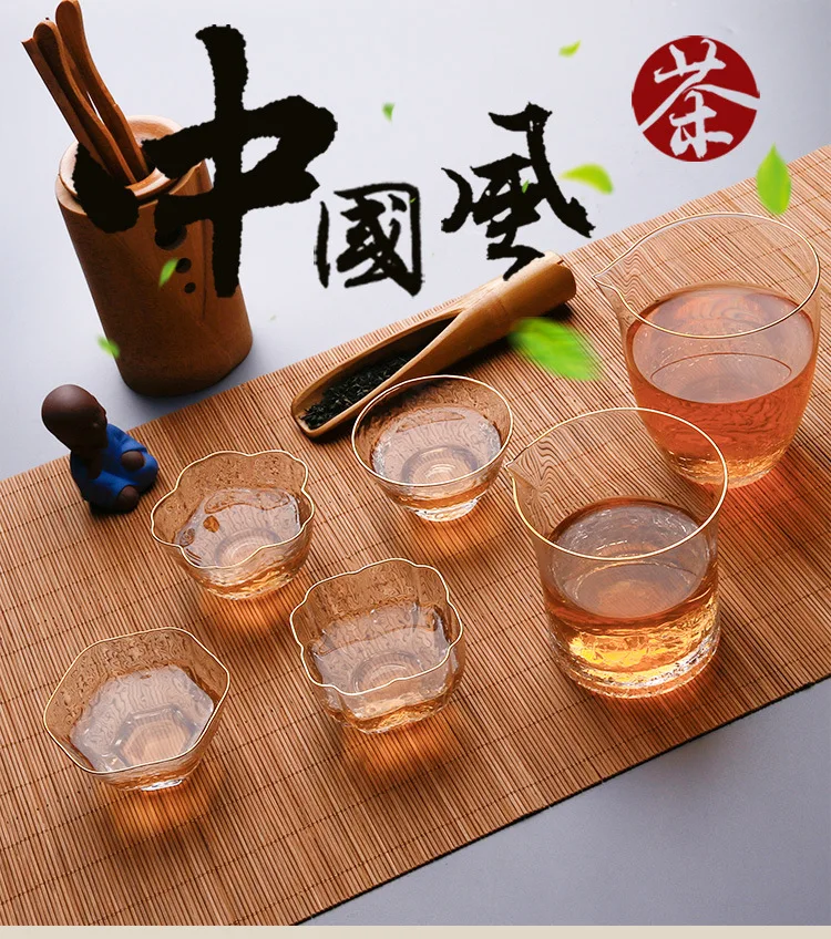 Натуральный Детокс zhi li Прямая поставка чай в японском стиле набор чашка стеклянная-Золотая фольга мастер сливовый кувшин прозрачный кристалл охлаждения Cu