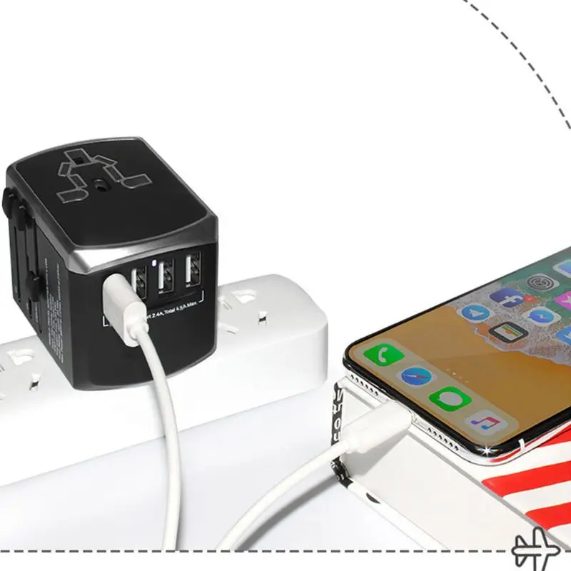 Всемирно известный адаптер для путешествий 4 USB 2.4A порт+ type-C универсальное настенное зарядное устройство A5YA