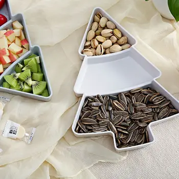 

Creative Christmas Tree Shape Snack Plates Nuts Dry Fruits Compartment Bowl Box