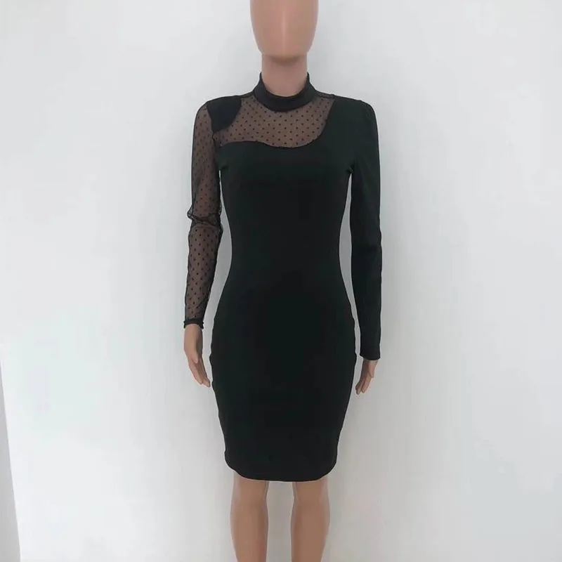 Party Dress Women Sexy Mesh Patchwork 