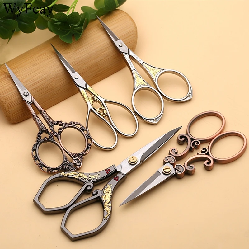 Retro Antique Vintage scissors for cutting Thread Embroidery Sewing threads  Supplies Stainless Steel Tailor DIY Needlework tools - AliExpress