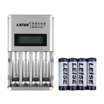 

LEISE 4 Slots LCD Display Smart Intelligent Fast Quick Battery Charger Kit Rechargable Battery Charger+4 Batteries
