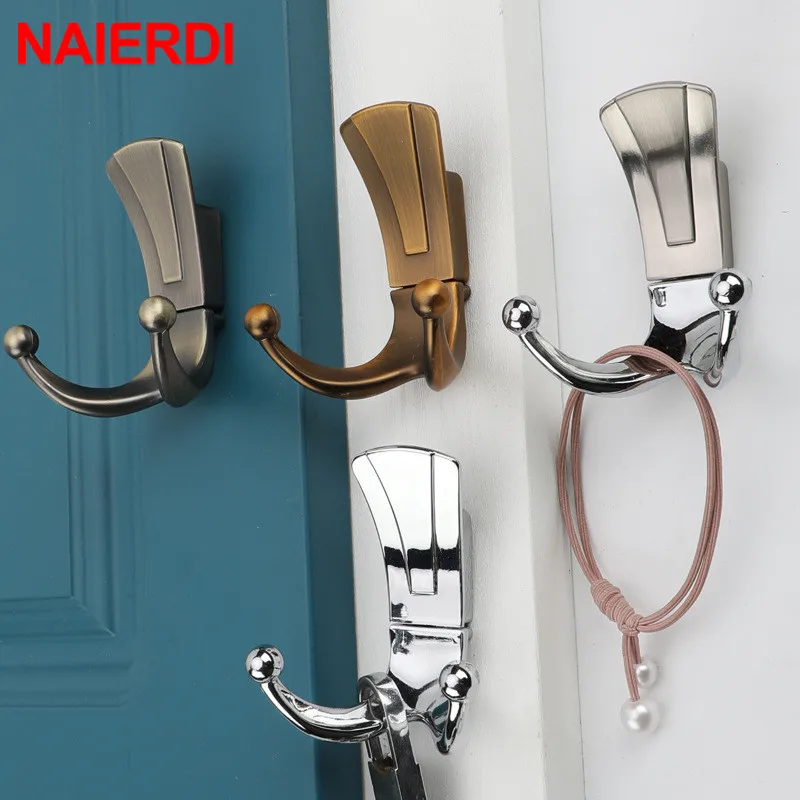 

NAIERDI 2 Hooks Robe Coat Wall Hooks Wall Hangers Bathroom Wall Mounted Clothes Hanger Racks Furniture Hardware