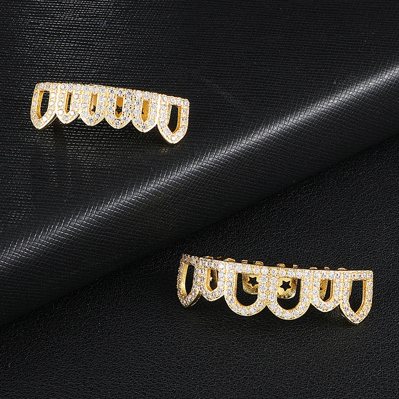 Хип хоп полный микро Pave CZ Клык GRILLZ полый верх и низ GRILLZ Зубы вампира грили набор для мужчин и женщин ювелирные изделия