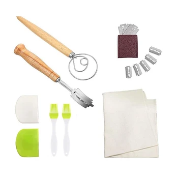 

Bread Danish Dough Whisk Set,with 5 Replace Blade and Protective Cover,2Pcs Brush and Dough Scraper,Bread Proofing Cloth