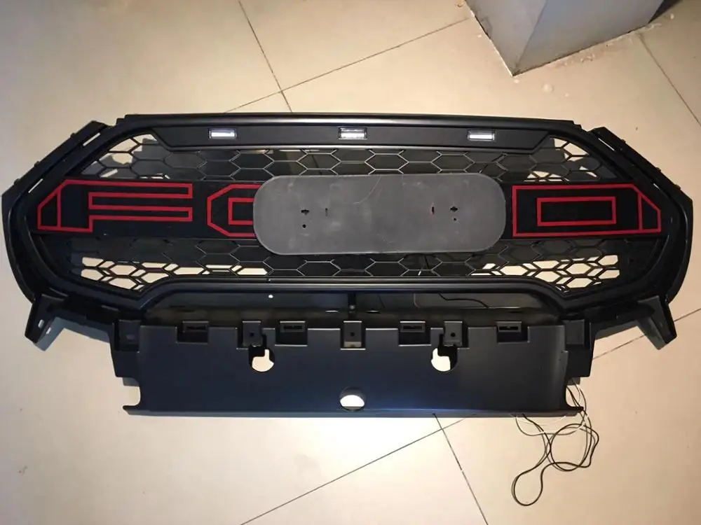 For Ford Ecosport High Quality ABS Front Middle Grille Trim Racing Grill With LED Lights  2018