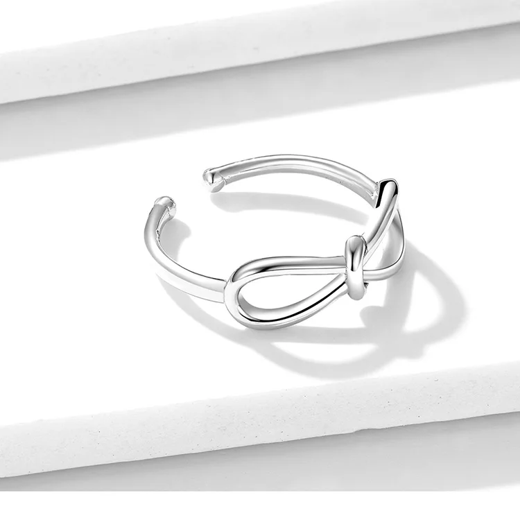 WOSTU,, 925 пробы, серебряное, простое, с бантом, открытый размер, кольцо для женщин, для свадьбы, помолвки, кольца, модное ювелирное изделие, CTR080