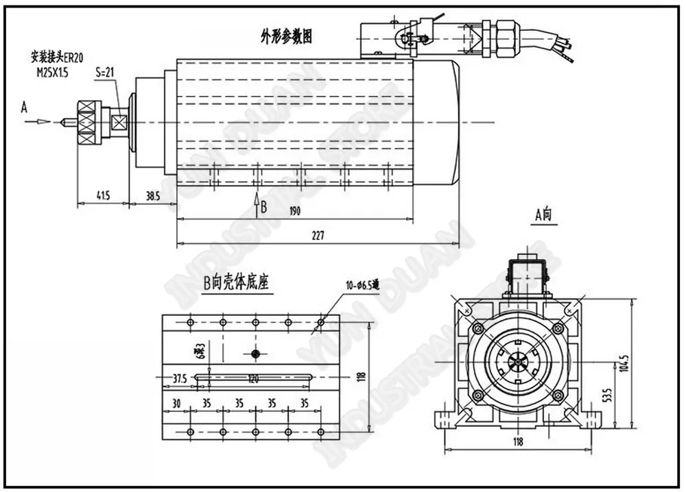 380V 3PH 3.5KW 18000RPM ER20 AC мотор шпинделя вентилятор с воздушным охлаждением Монтажный кронштейн фланец и 4KW Шпиндельный Инвертор VFD& ER20 цанговый
