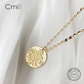 

Trendy Angel Medallion New Pendant Necklace 925 Sterling Silver Gold Color Sweater Chain Necklace Women Fashion Jewelry Gift