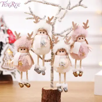 

FENGRISE Plush Angel Pendant Christmas Tree Decor For Home Hanging Doll Christmas Ornament 2020 Navidad Xmas Gift Cristmas Deco