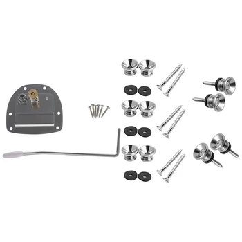 

Chrome Guitar Tremolo with 10Pcs Metal Strap Buttons End Pins with Mounting Screws for Electric Acoustic Guitar, Bass