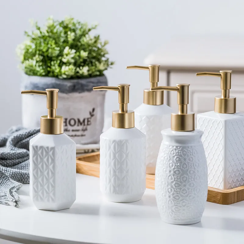 Nordic Ceramic Lotion Bottle Bathroom Accessories Soap Dispenser Hand Sanitizer Bottle Toilet Shower Gel Bottle For Kitchen Hote