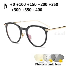 Женские мужские круглые черные солнцезащитные фотохромные очки для пресбиопии 3,0 3,5 4,0 очки для чтения унисекс винтажные очки с коробкой NX
