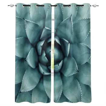 

Multi-size Succulent Plant Repeat Texture Window Curtains Polyester Fabric Living Room Curtain Home Decor