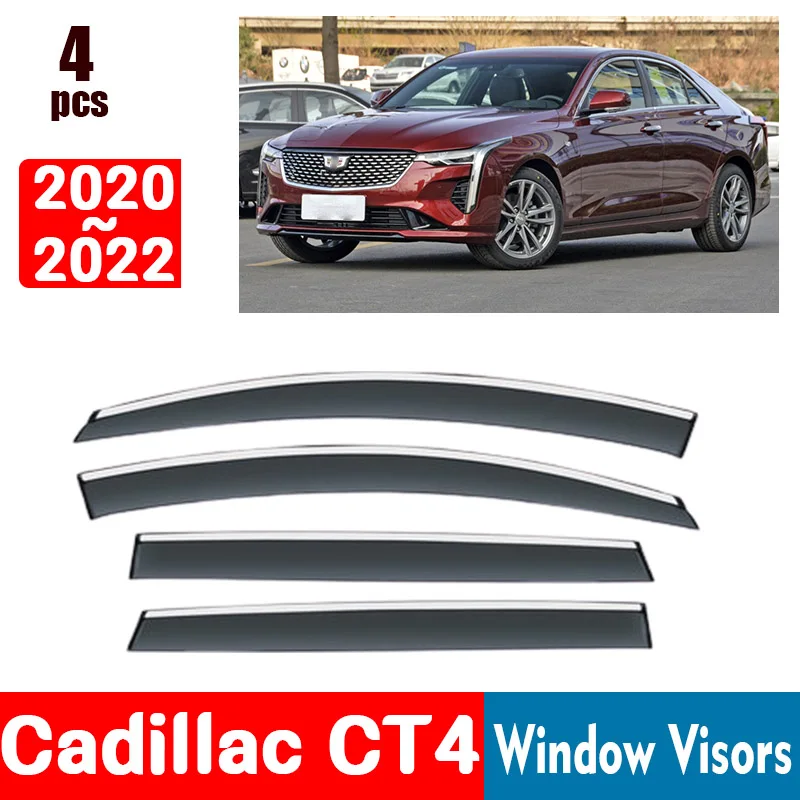 

FOR Cadillac CT4 2020-2022 Window Visors Rain Guard Windows Rain Cover Deflector Awning Shield Vent Guard Shade Cover Trim