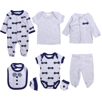 

8 pieces, children's suit, bib + HAT + gloves + long and short sleeves, spring, summer and autumn, newborn, baby one-piece suit