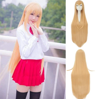 

DIANQI 40 inch orange cosplay wigs with bangs anime long straight synthetic wigs easy matching hair for women party