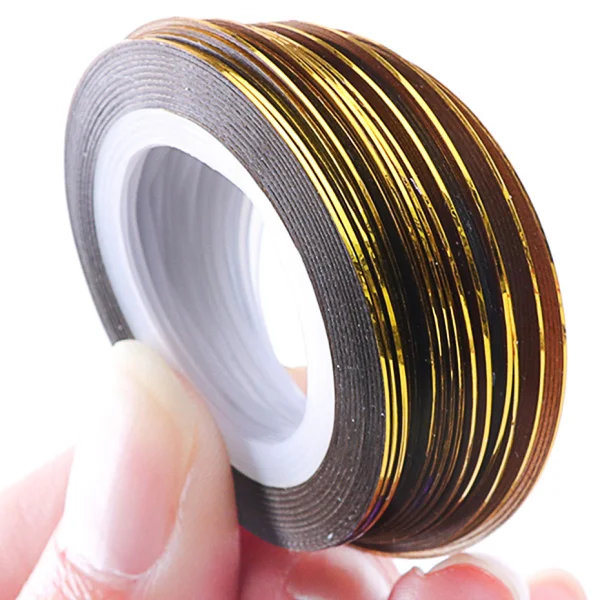 0.5mm Gold Silver Striping Tape Line Stickers For Nails Curve Shining Laser Stripe Line Nail Art Decoration Gel Acrylic CH1009-1 - Цвет: 1x Gold