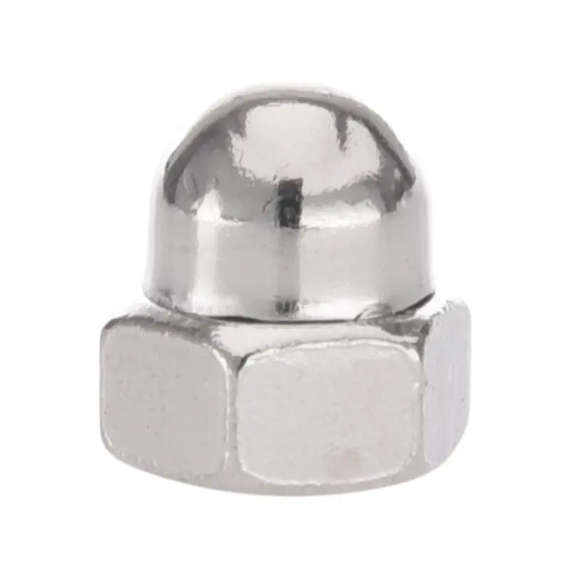 

100x Nickle Plated Dome Head Acorn Cap Capped Hex Nut M6 6mm Silver