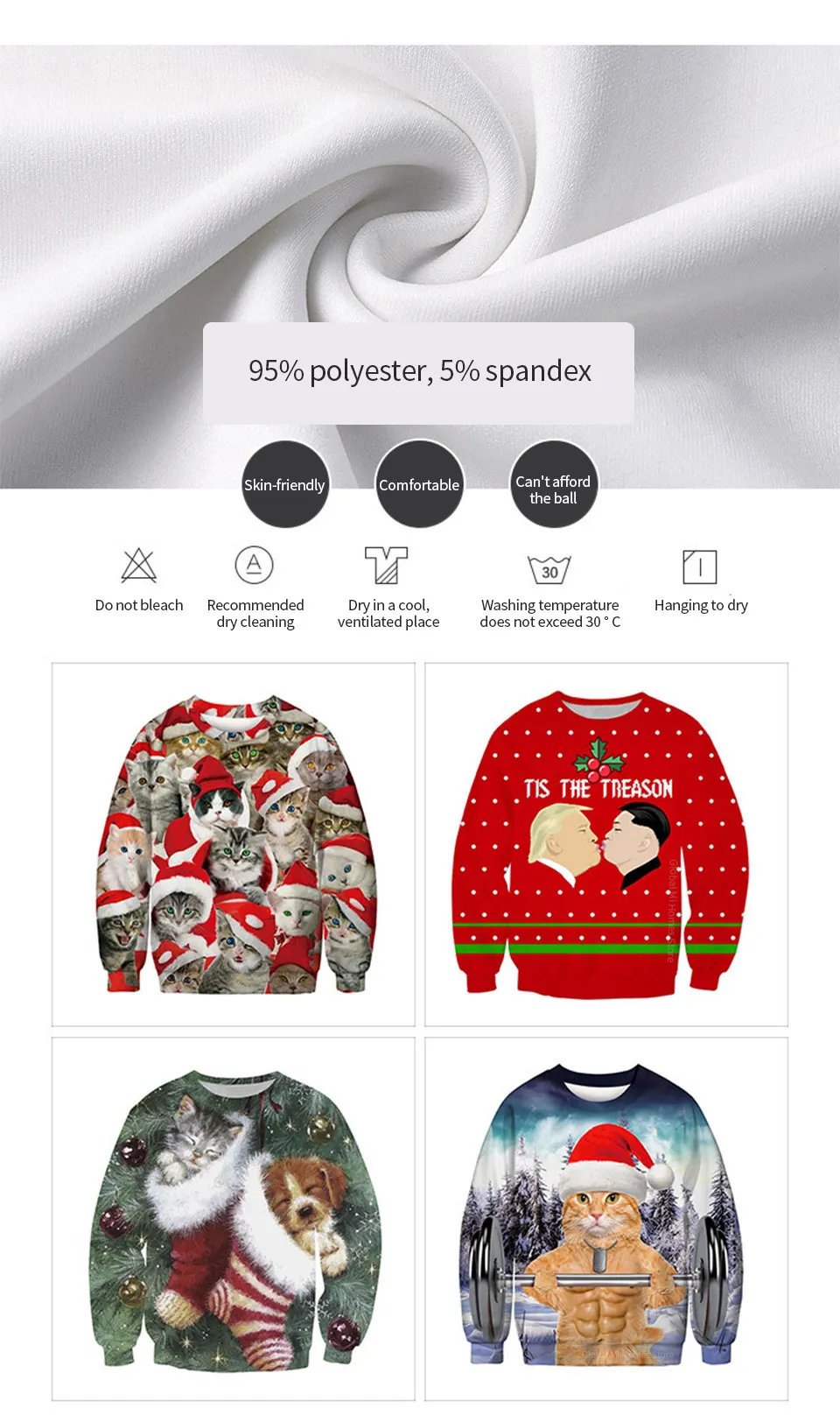 Xiaomi 3D Sweater Round Neck Long Sleeve Christmas Cat Dog Santa Print Comfortable Sweatshirt Clothing Casual for Men and Women