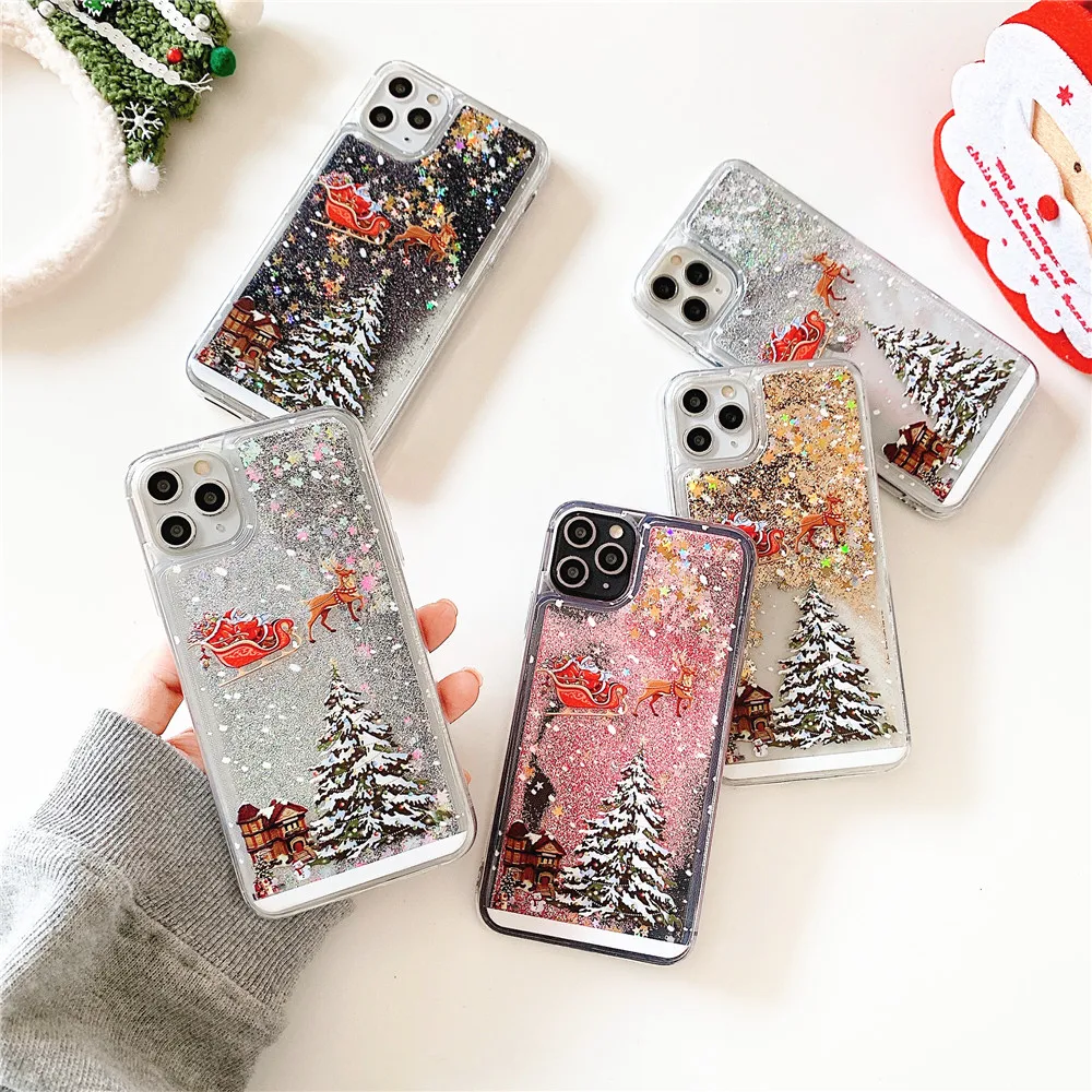 Sequins Quicksand Rope Case For iPhone 12 mini 11 Pro Max XR X XS Max 8 7 6 6S Plus 5 5s SE Lanyard Dynamic Liquid Glitter Cover wooden phone cases