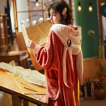 

Пижамы женские зимние коралловые бархатные теплые с капюшоном мультфильм животных сладкие милые фланелевые домашний сервис