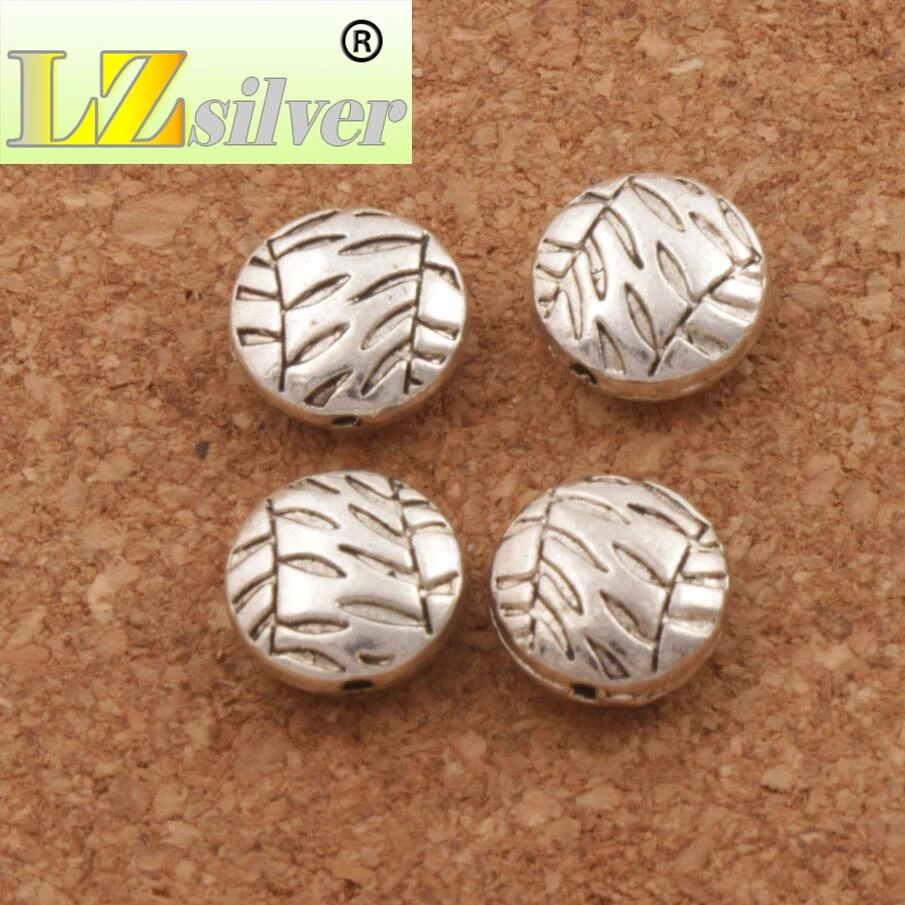Bamboo Engraved Ronddle Charm Beads 9.5x9.8mm 100PCS Zinc Alloy Spacers Jewelry Findings L635