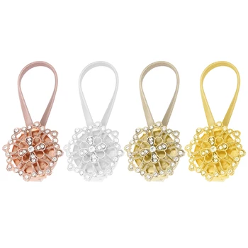 

4pcs Magnetic Curtain Tiebacks Rhinestone Hollow Curtain Straps Alloy Curtain Buckles Curtain Accessories Home Decor