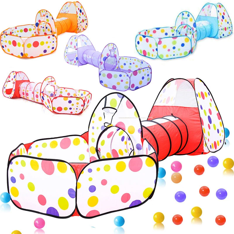 Parc De Jeux Portable 3 En 1 Pour Enfants Tente Pliable Pour Bebes Avec Tunnel Piscine A Boules Oceaniques Aliexpress