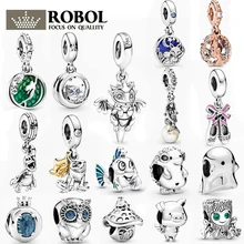 Оригинальная 925 пробы Серебряная сковорода, осень, новые Очаровательные бусы с подвеской, подходят для DIY браслета, ожерелья, женских ювелирных изделий, подарок