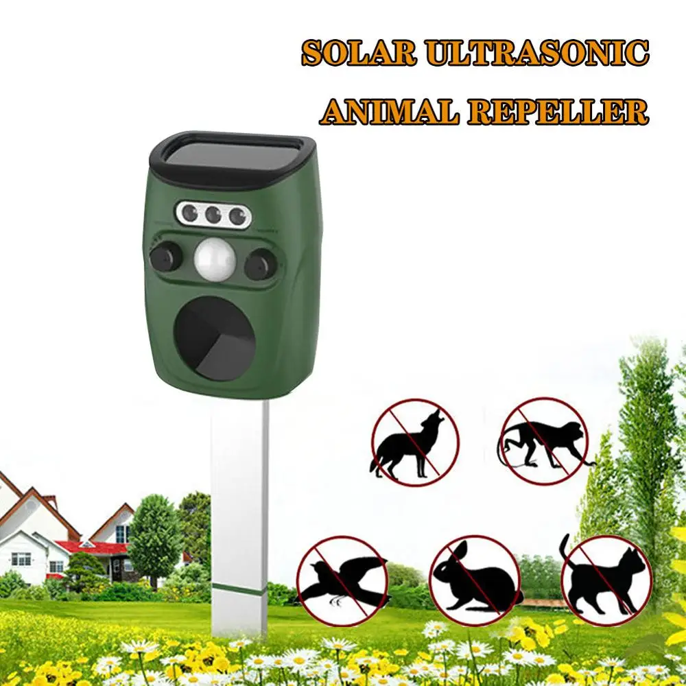 

Animal Repeller Solar Ultrasonic LED Flash Cat Repeller Dog Repeller Waterproof with USB Cable Farm Courtyard Garden