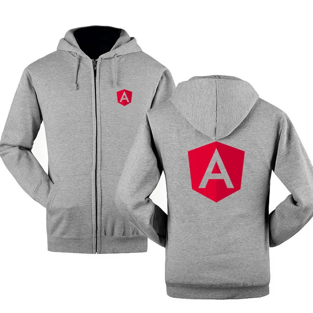 Autumn winter AngularJS logo zipper sweatshirts Printed Men fleecel Hooded jacket Hoodies Zipper Hoody f