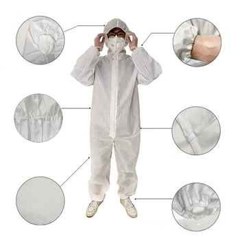 

Breathable Adult Protection Suit Laboratory Non-Woven Protective Clothing Dustproof Isolation Siamese Safety Hooded Jumpsuits