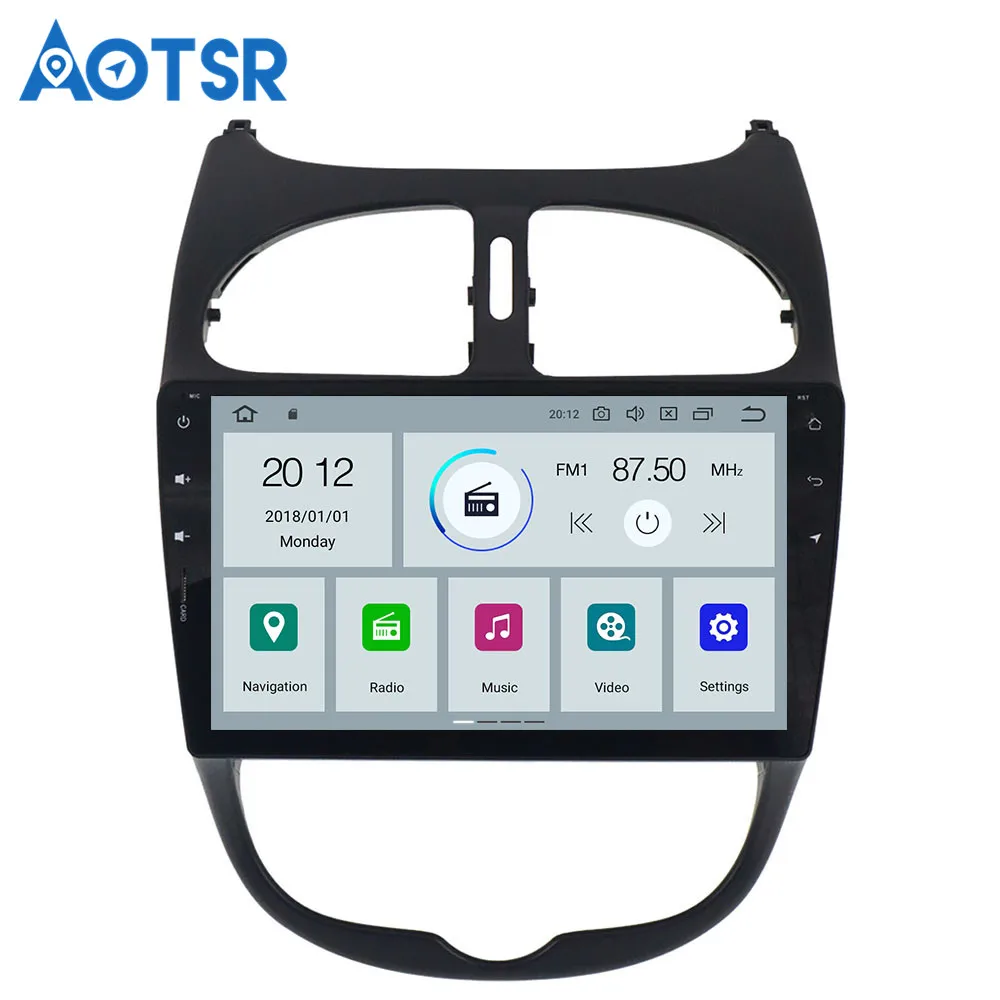 Flash Deal AOTSR Android 9.0 Car DVD Player For Peugeot 206 Multimedia Video WIFI GPS Navigation Car Radio Stereo Steering wheel car player 21