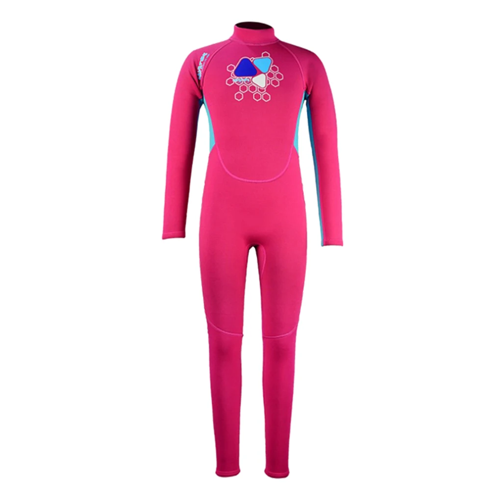 Kids Wetsuit Neoprene 2mm Long Sleeve One Piece UV Protection Swimsuit Fullbody Diving Suit for Surfing Snorkeling 