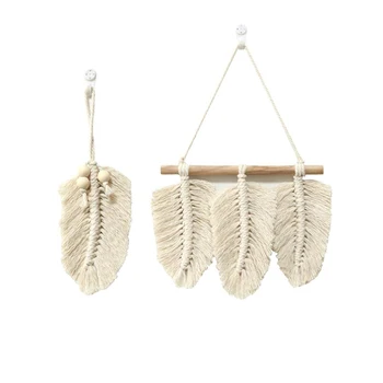 

2Pcs Bohemian Nordic Style Cotton Hand-Woven Chic Lace Leaves Decorative Ornaments Home Decorations Macrame Boho Decor