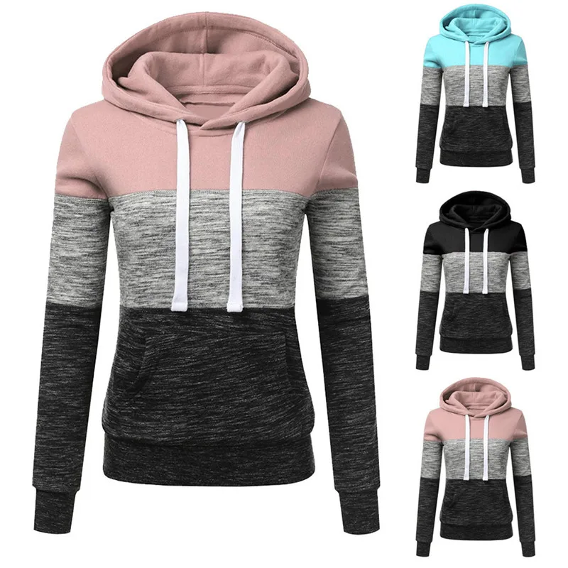 

Spring and Autumn Sportswear Ladies Tops Stitching Hoodie Sportswear Ladies Sportswear Hooded Sportswear Women's Autumn Wear