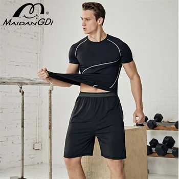 

2 Pcs Sets For Men 2020 Summer New Gym Jogging Solid Color Clothes Male's Fitness Training Cotton Sportswear Basketball Suits