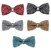 Для мужчин и женщин Блестящий искусственный кристалл Стразы галстуки-бабочки предварительно завязанные блестки Регулируемая длина свадебный банкет формальный вечерний галстук