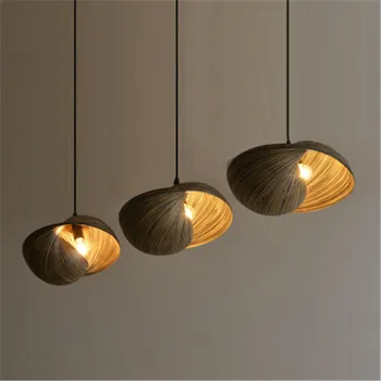 

Chinese Style Bamboo Braided Lamp Single Head Fishing Line Chandelier Creative Personality Restaurant Shell Small Chandelier E14