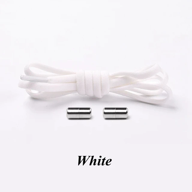 Semicircle No Tie Shoelaces Elastic Shoe laces Sneakers shoelace Metal Lock Lazy Laces for Kids and Adult One size fits all shoe White