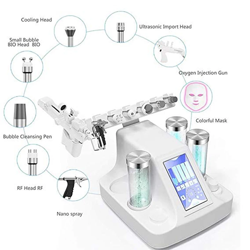 8 в 1 высокочастотное оборудование воды кислородная машина уход за кожей инъекции спрей био миниатюрный массаж набор инструментов для микродермабразии