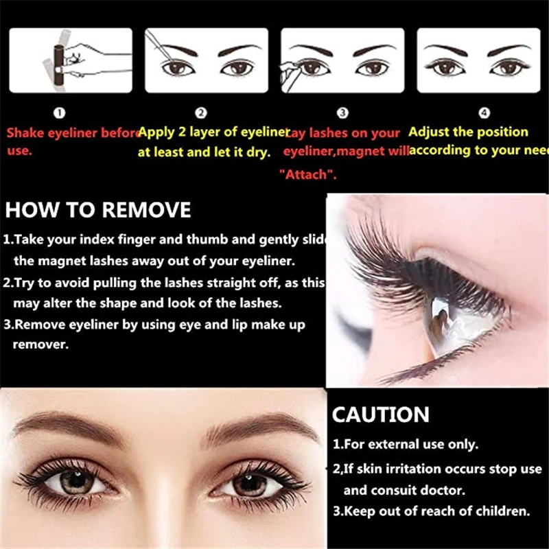 3 pairs magnetic eyelashes waterproof magnetic eyeliner tweezers false eyelashes makeup eyelash set gift fake eyelashes