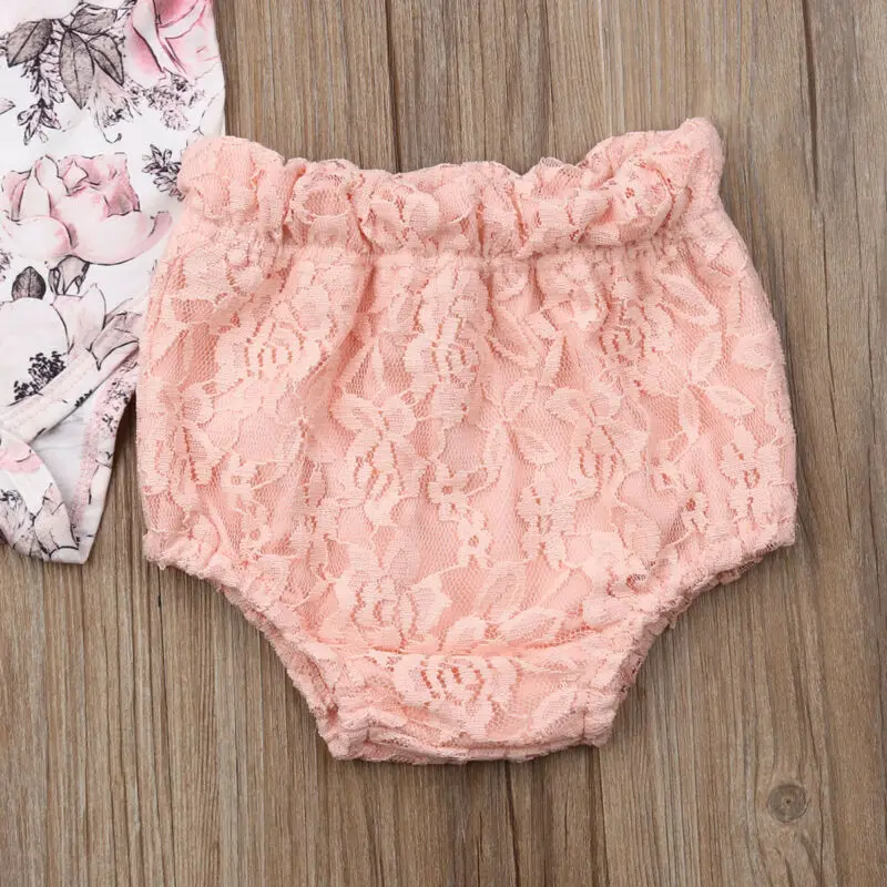 Emmababy, детская одежда для маленьких девочек Комбинезон с оборками и цветами, кружевные шорты летние комплекты для девочек из 2 предметов Боди без рукавов для детей от 0 до 24 месяцев