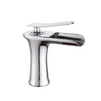 

Personality All Copper Square Bathroom Basin Faucet Hot and Cold Water Mixed Waterfall Single Handle Washbasin Faucet